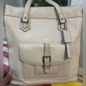 Limited Edition Coach Charlie Embossed Python Leather Tote 28723